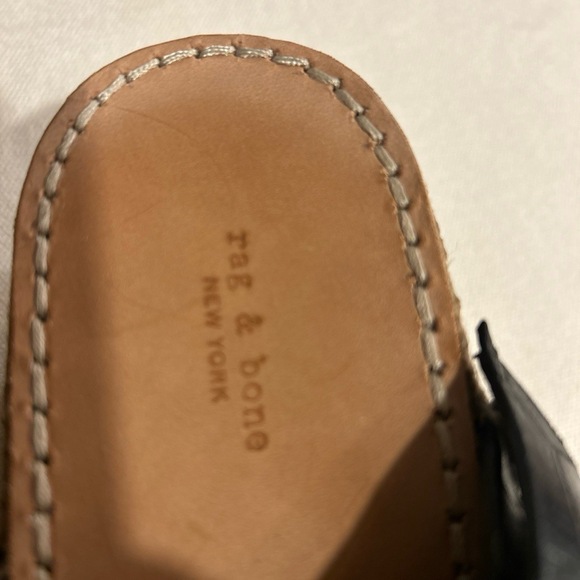 rag & bone August 38 1/2 Black Leather Espadrille Wedge Platform Sandal Bohemian - Picture 2 of 6